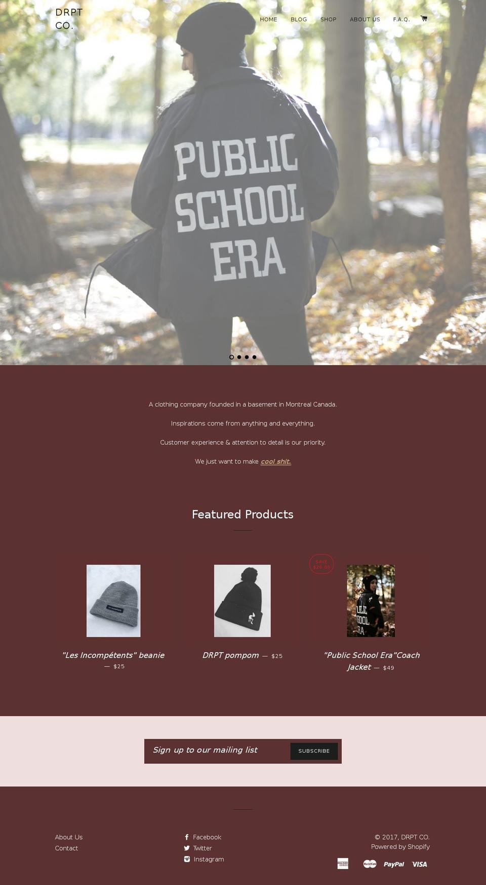 drptclothing.com shopify website screenshot
