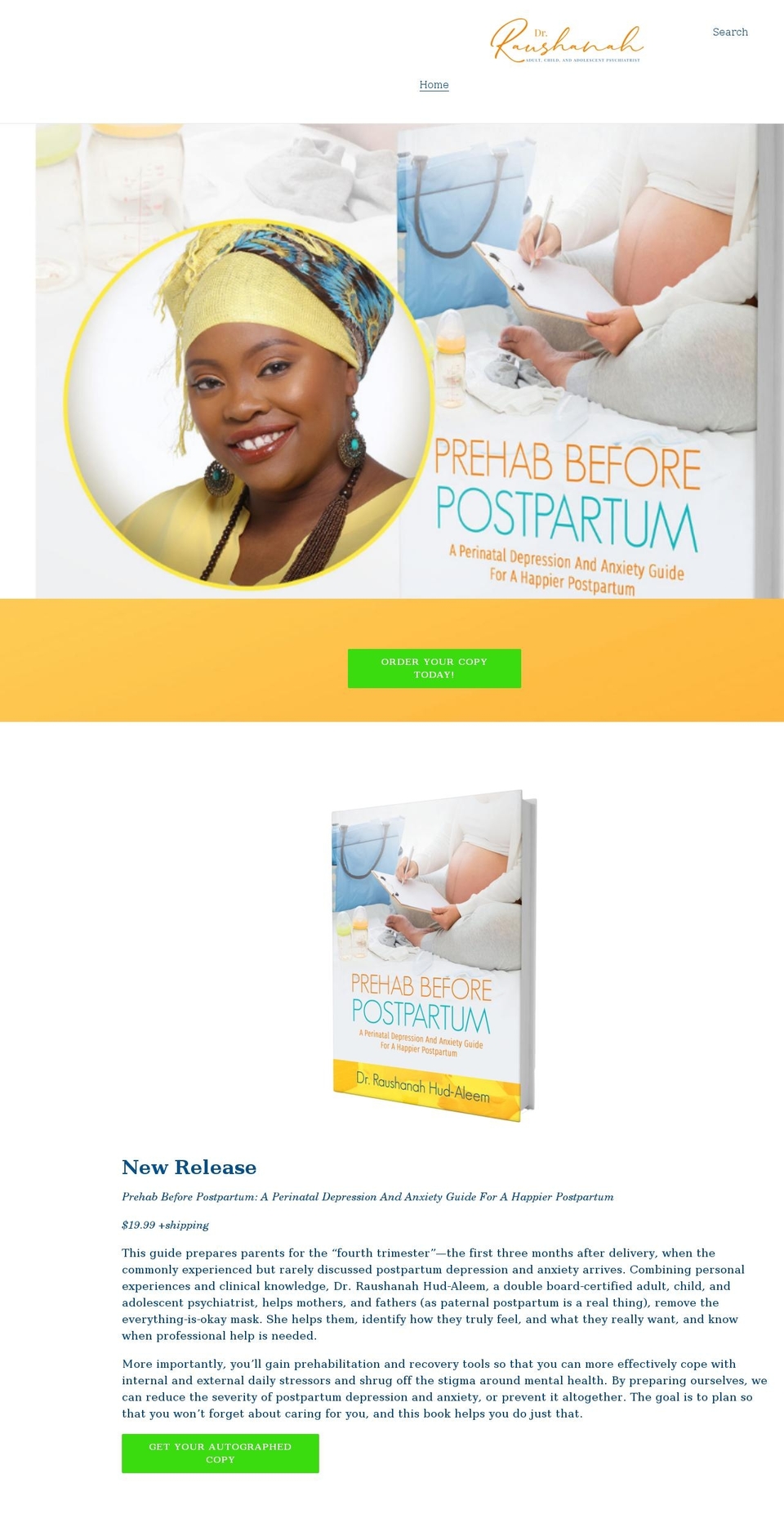drraushanahbook.com shopify website screenshot