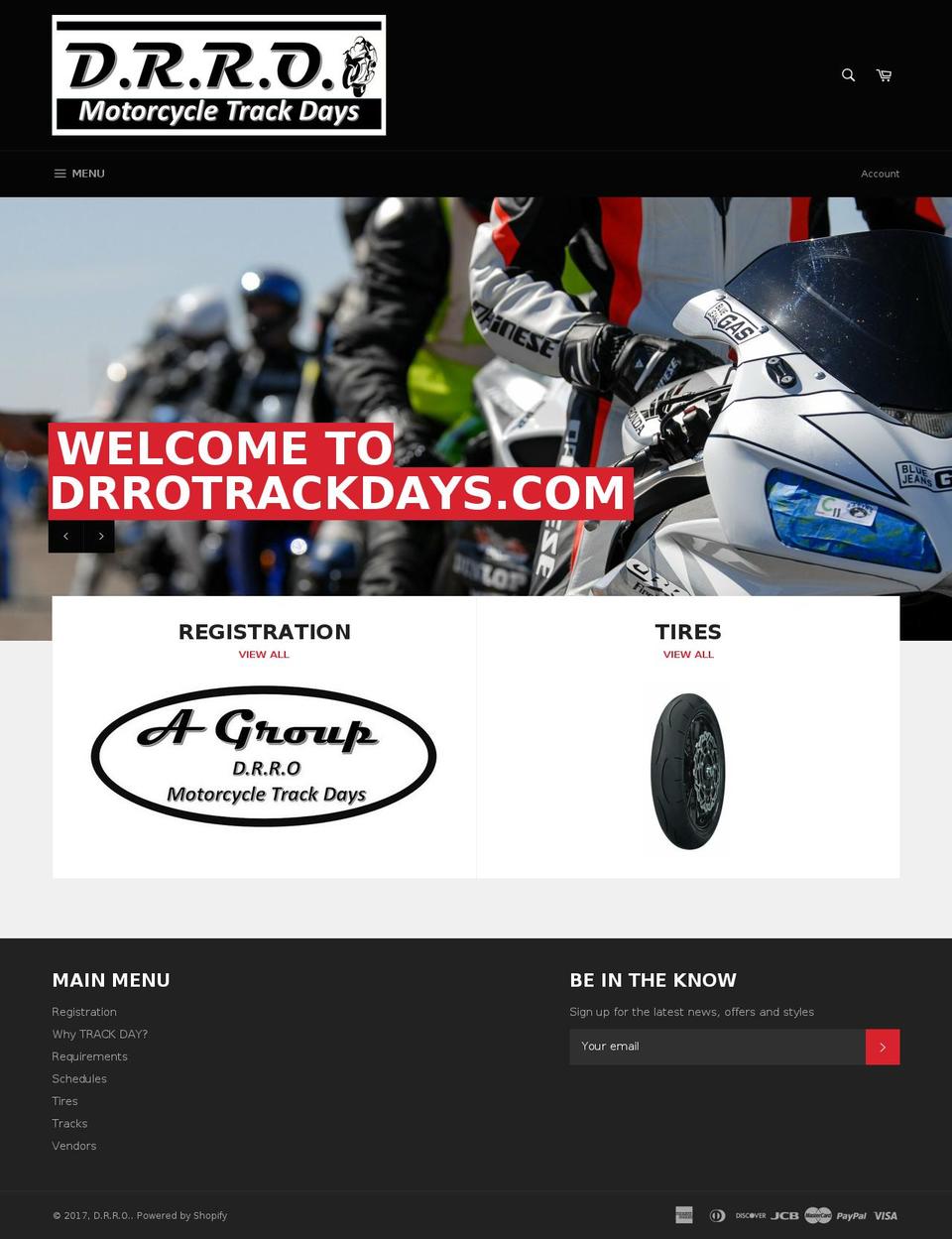 drrotrackdays.com shopify website screenshot