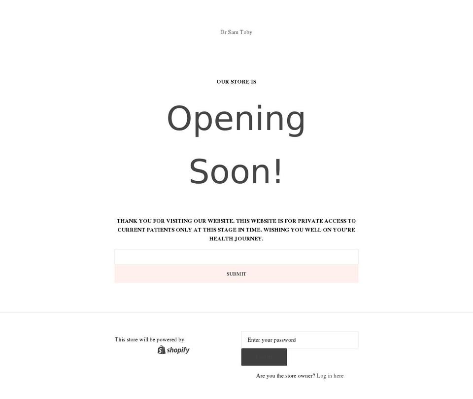 drsamtoby.com shopify website screenshot