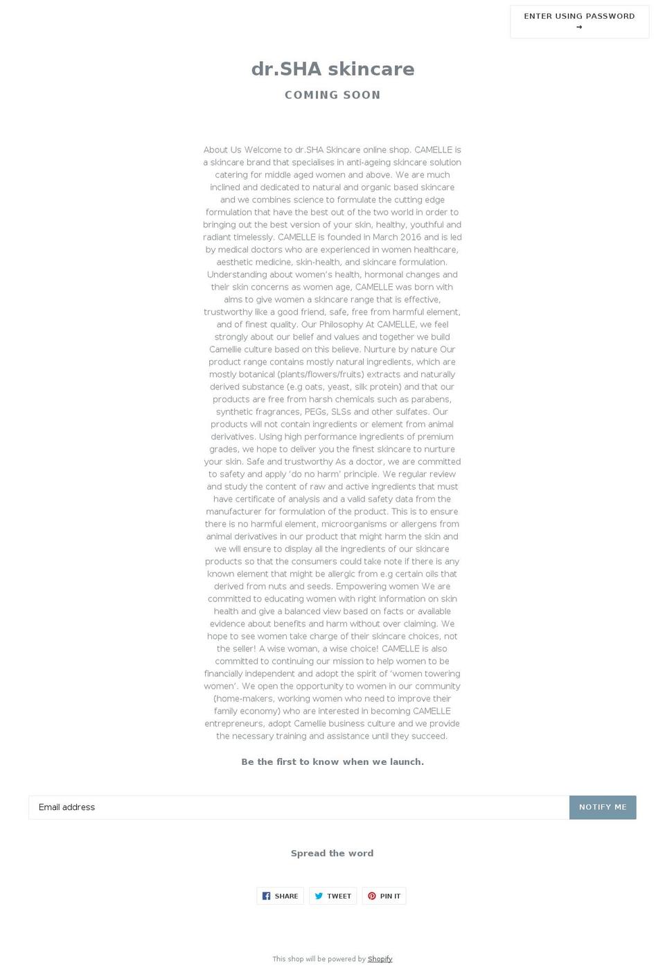 drshaskincare.com — Shopify storefront screenshot