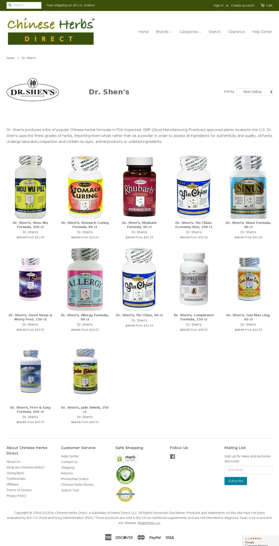 drshens.com — Shopify storefront screenshot
