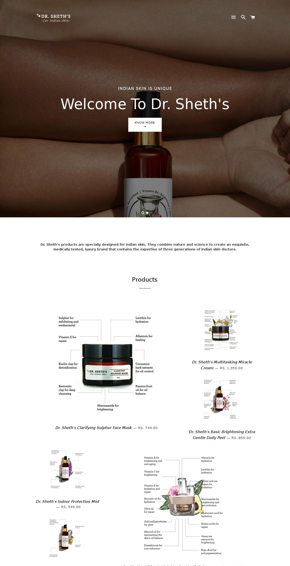 drsheths.com — Shopify storefront screenshot