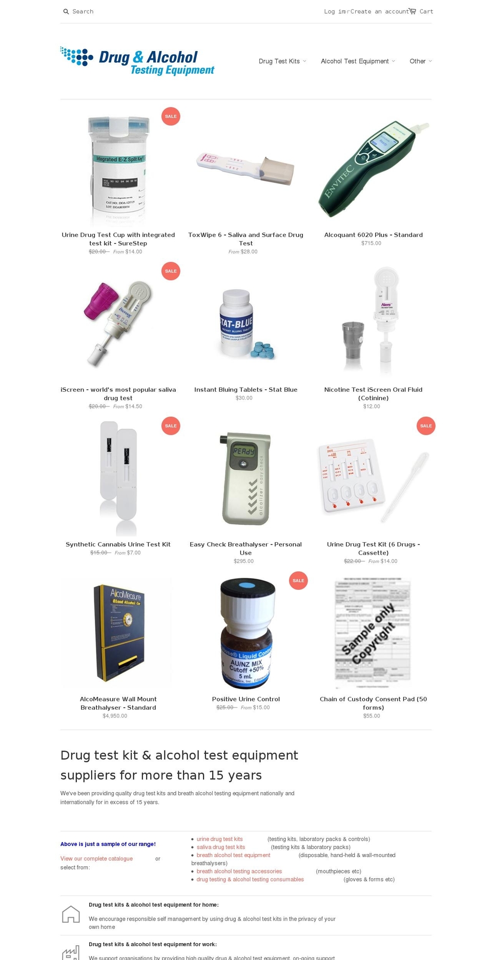 drugtest.com.au shopify website screenshot