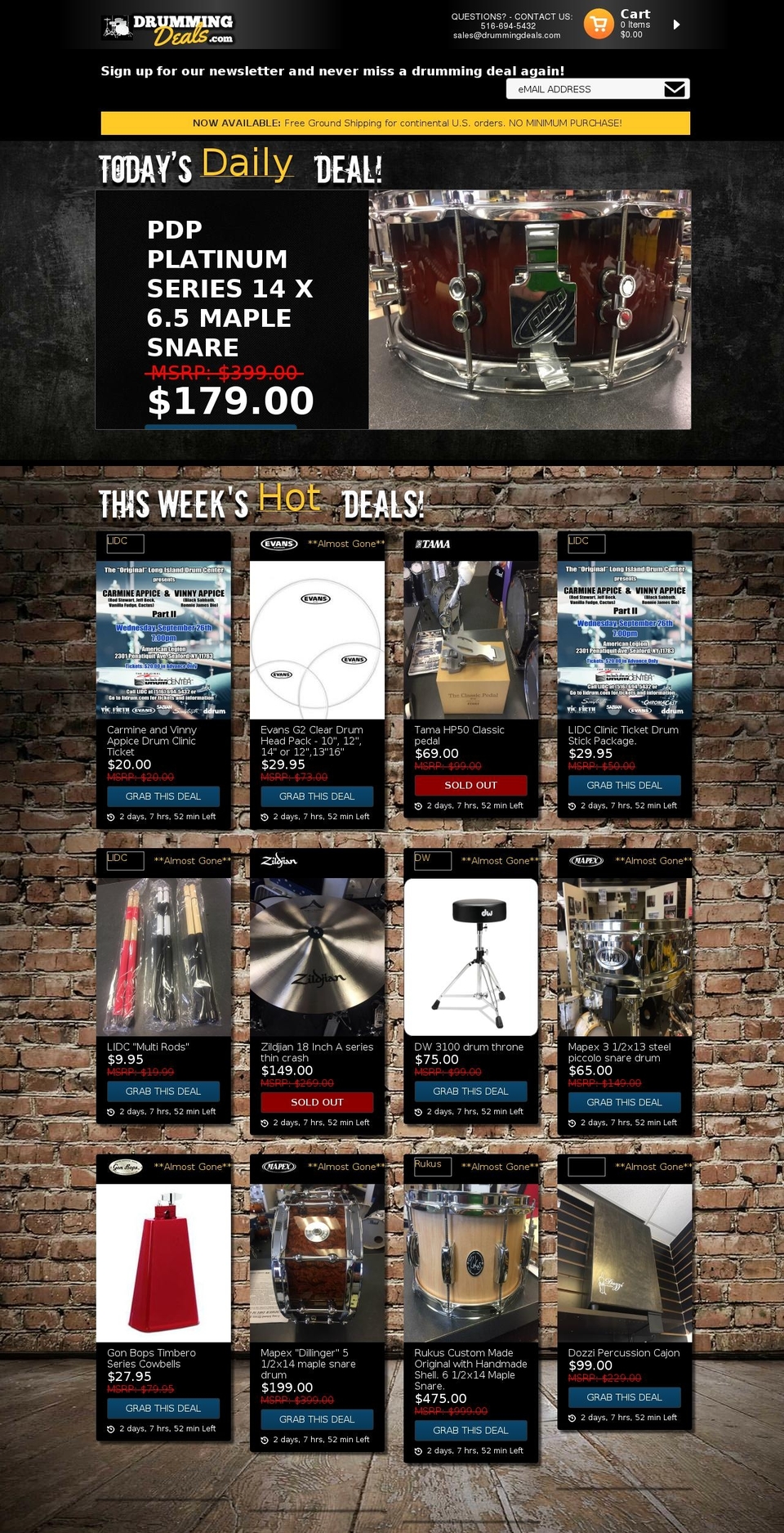 drummingdeals.com shopify website screenshot