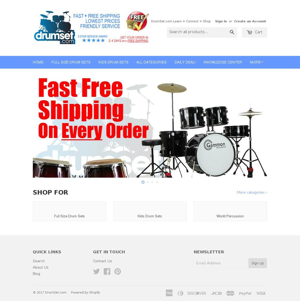 drumset.com shopify website screenshot