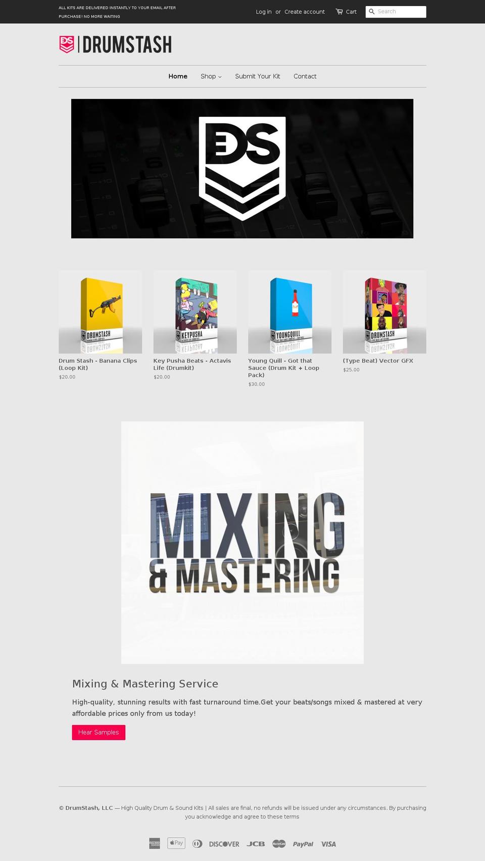 drumstash.com shopify website screenshot