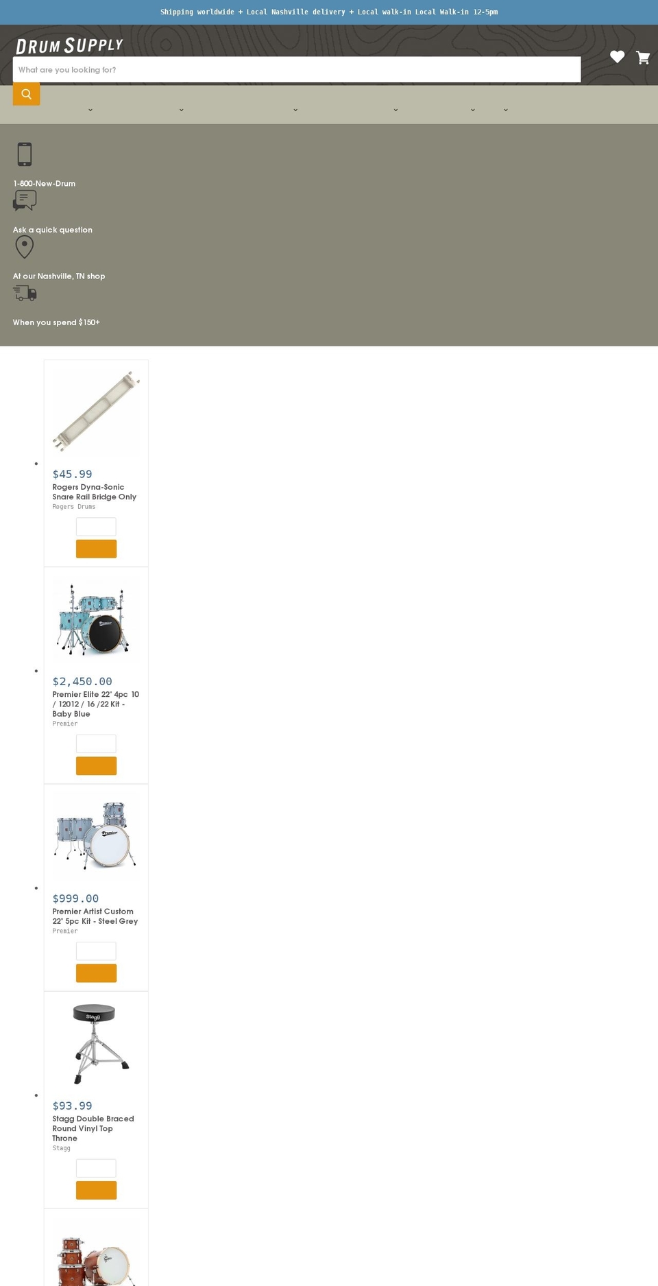 drumsupply.com shopify website screenshot