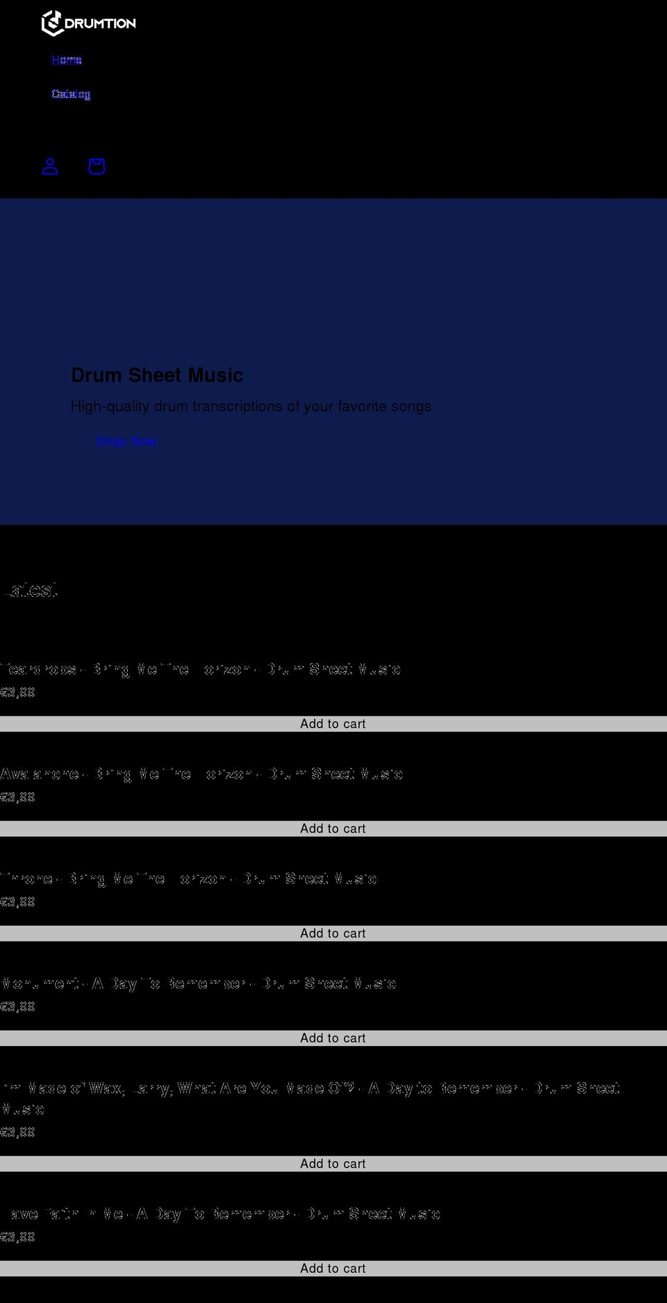 drumtion.com shopify website screenshot