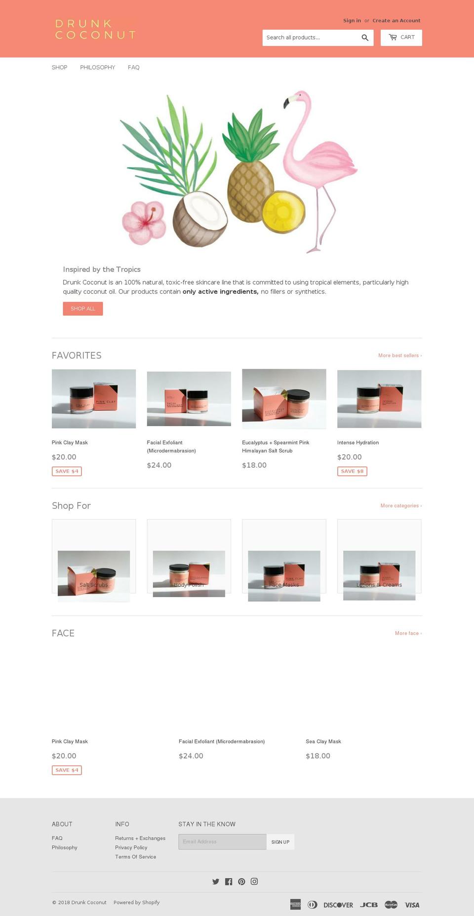 drunkcoconut.com — Shopify storefront screenshot