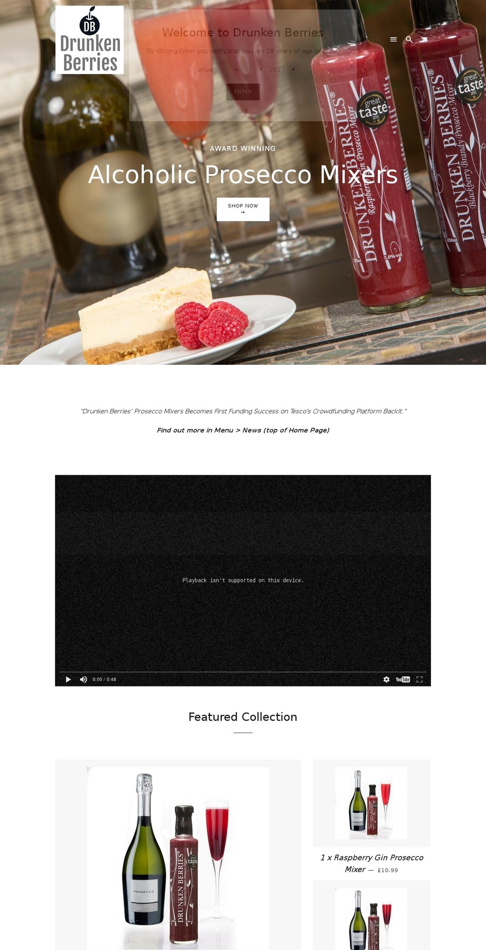 drunkenberries.com shopify website screenshot