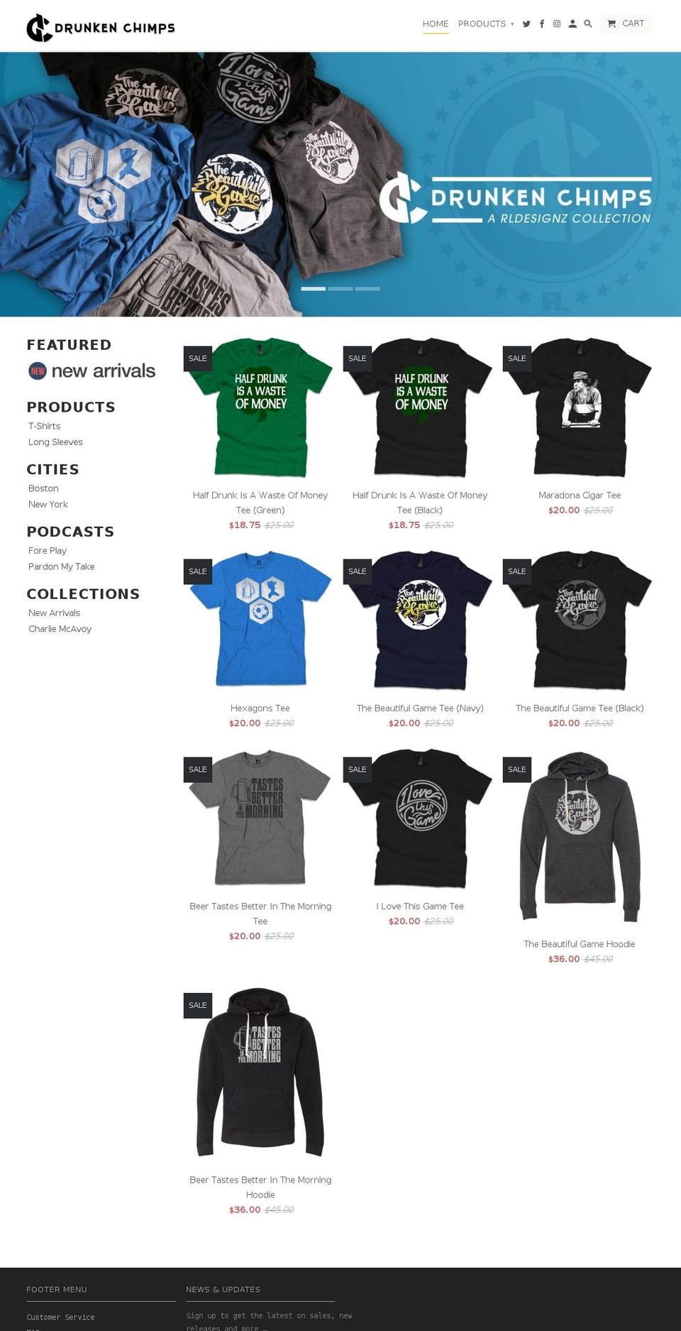 drunkenchimps.com — Shopify storefront screenshot