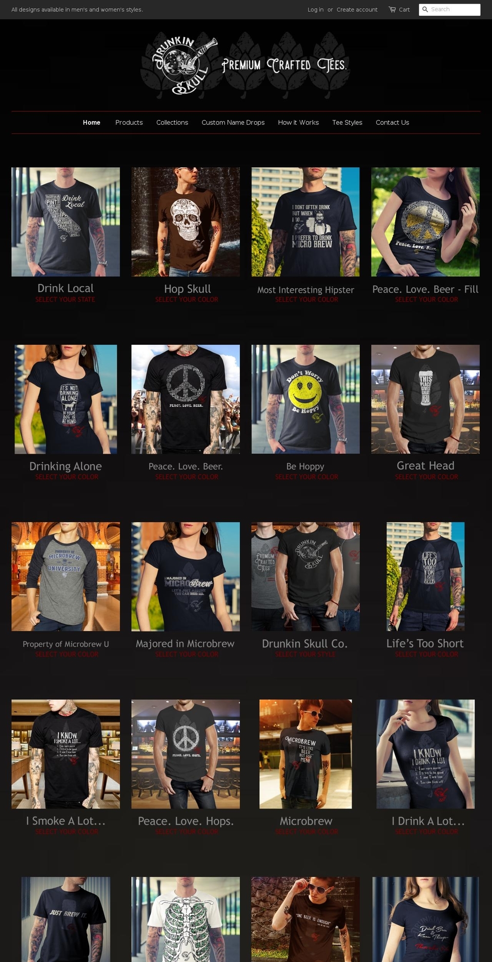 drunkinskull.com — Shopify storefront screenshot