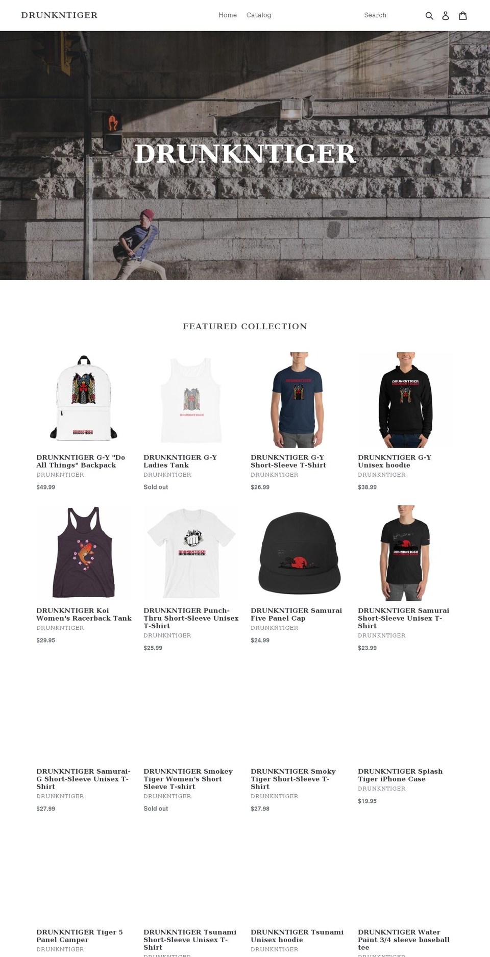 drunkntiger.com — Shopify storefront screenshot