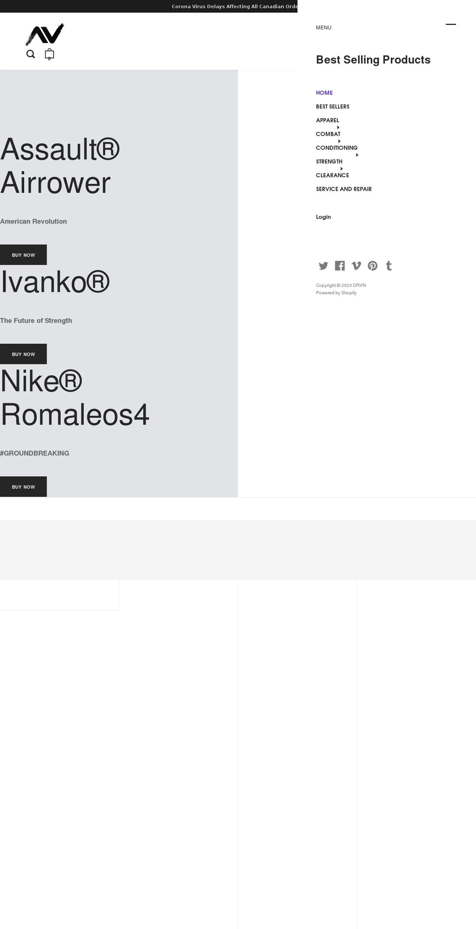 drvnshop.com — Shopify storefront screenshot