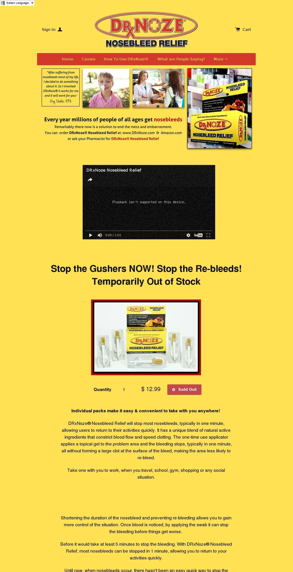 drxnoz.com shopify website screenshot