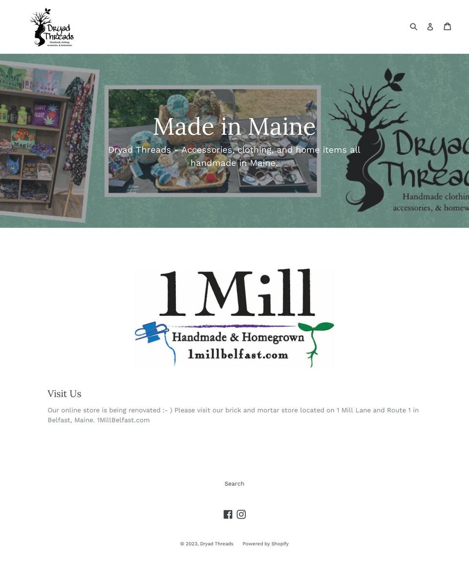 dryadthreads.com — Shopify storefront screenshot