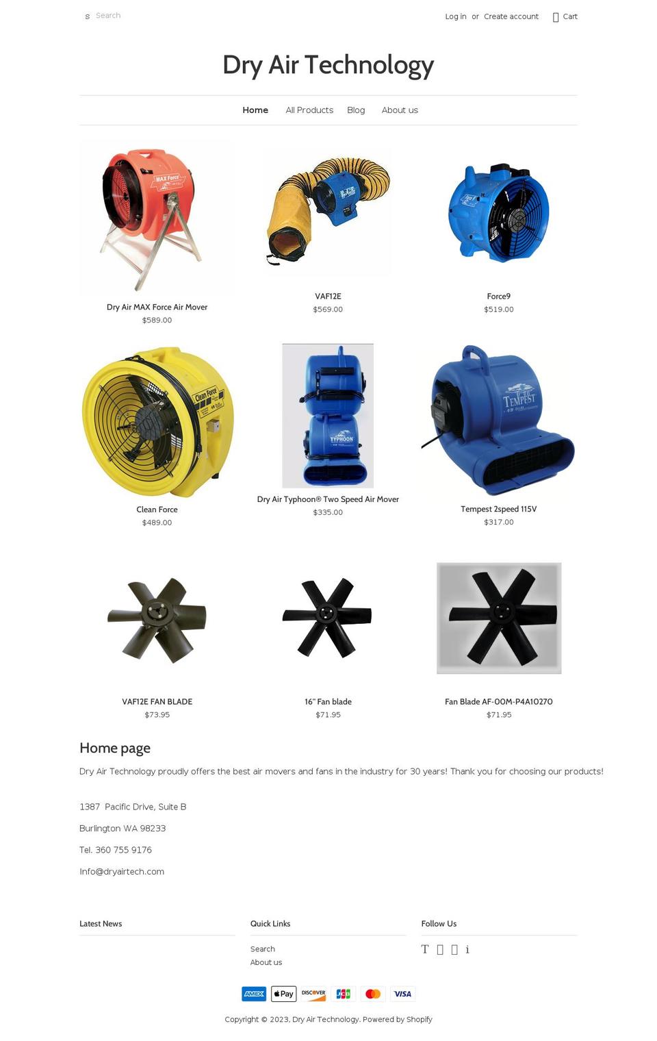 dryairtech.com shopify website screenshot