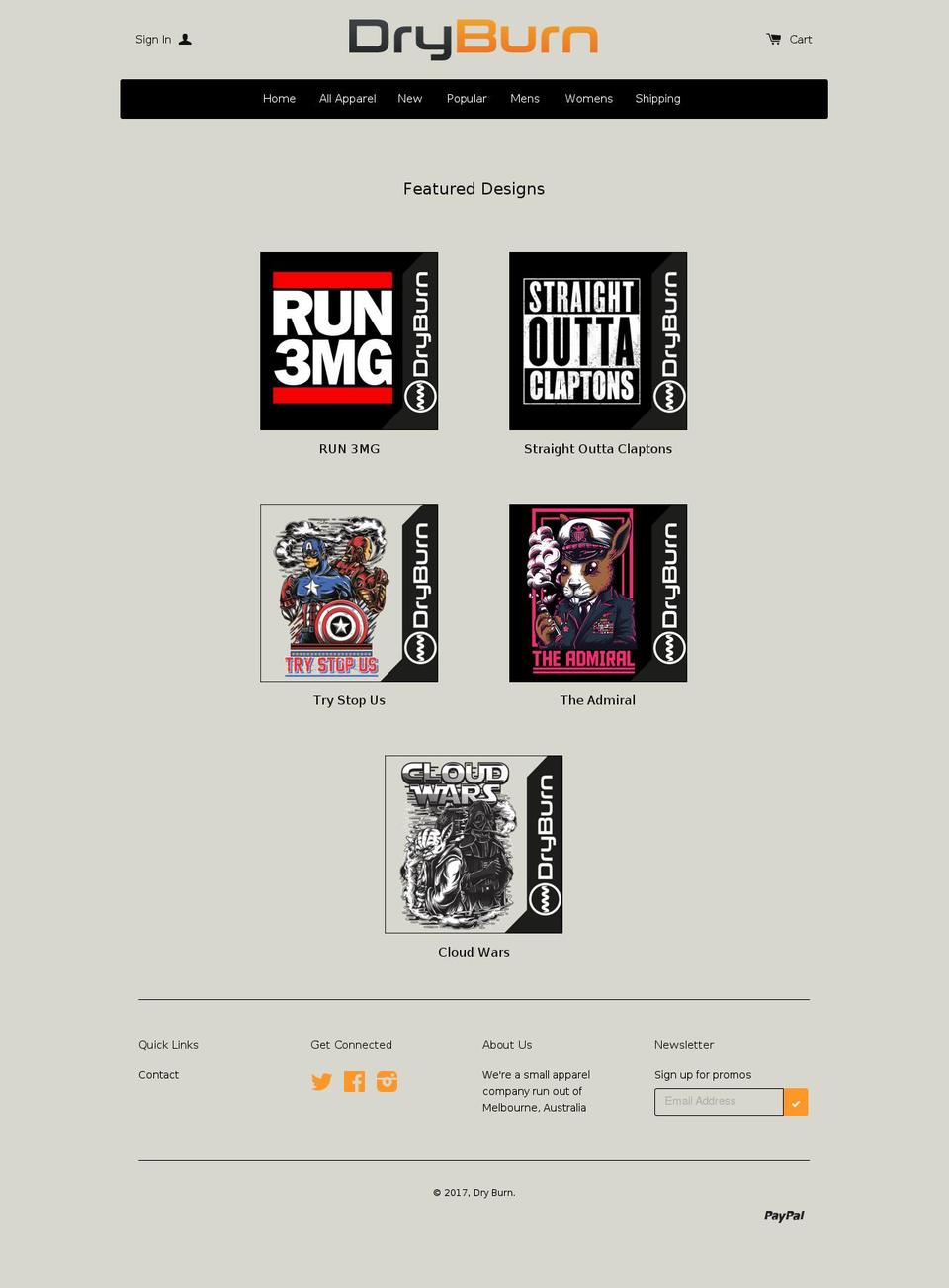 dryburn.com shopify website screenshot