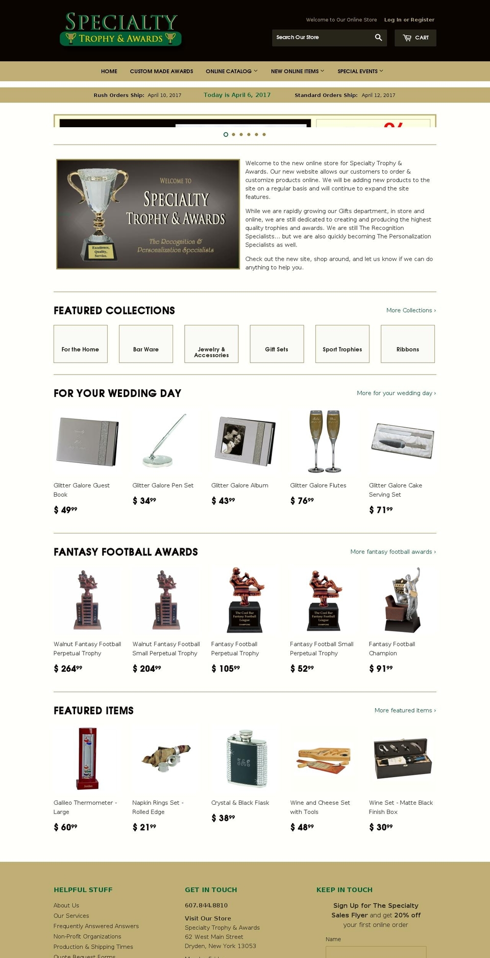 drydenspecialtytrophy.com shopify website screenshot