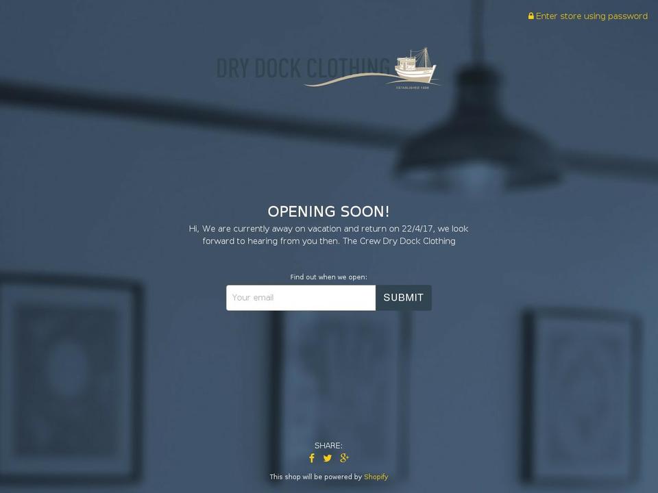 drydockclothing.com shopify website screenshot