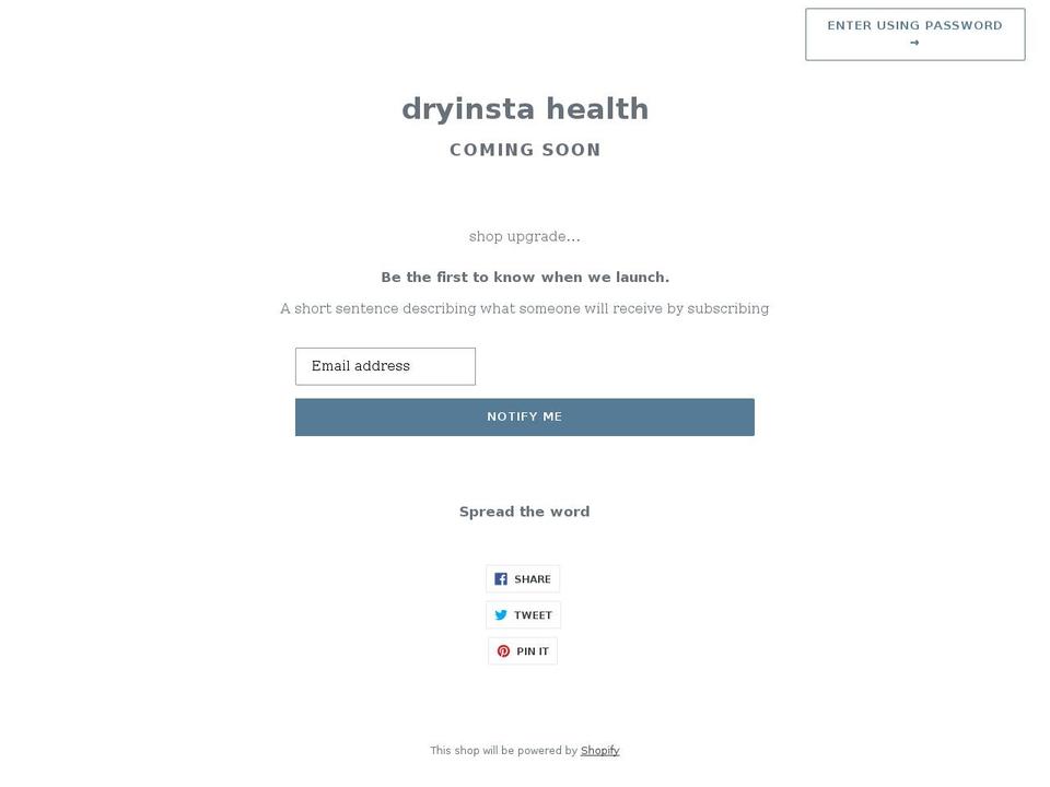 dryinst.com shopify website screenshot