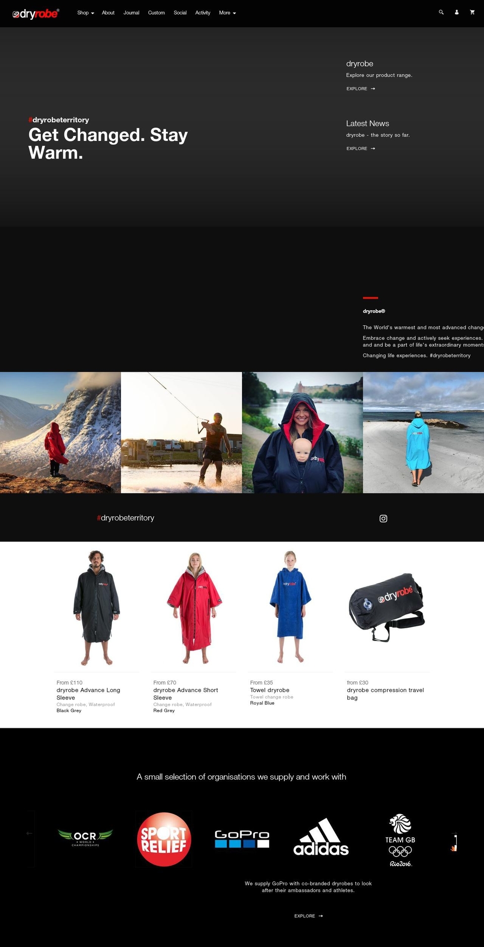 dryrobe.org shopify website screenshot