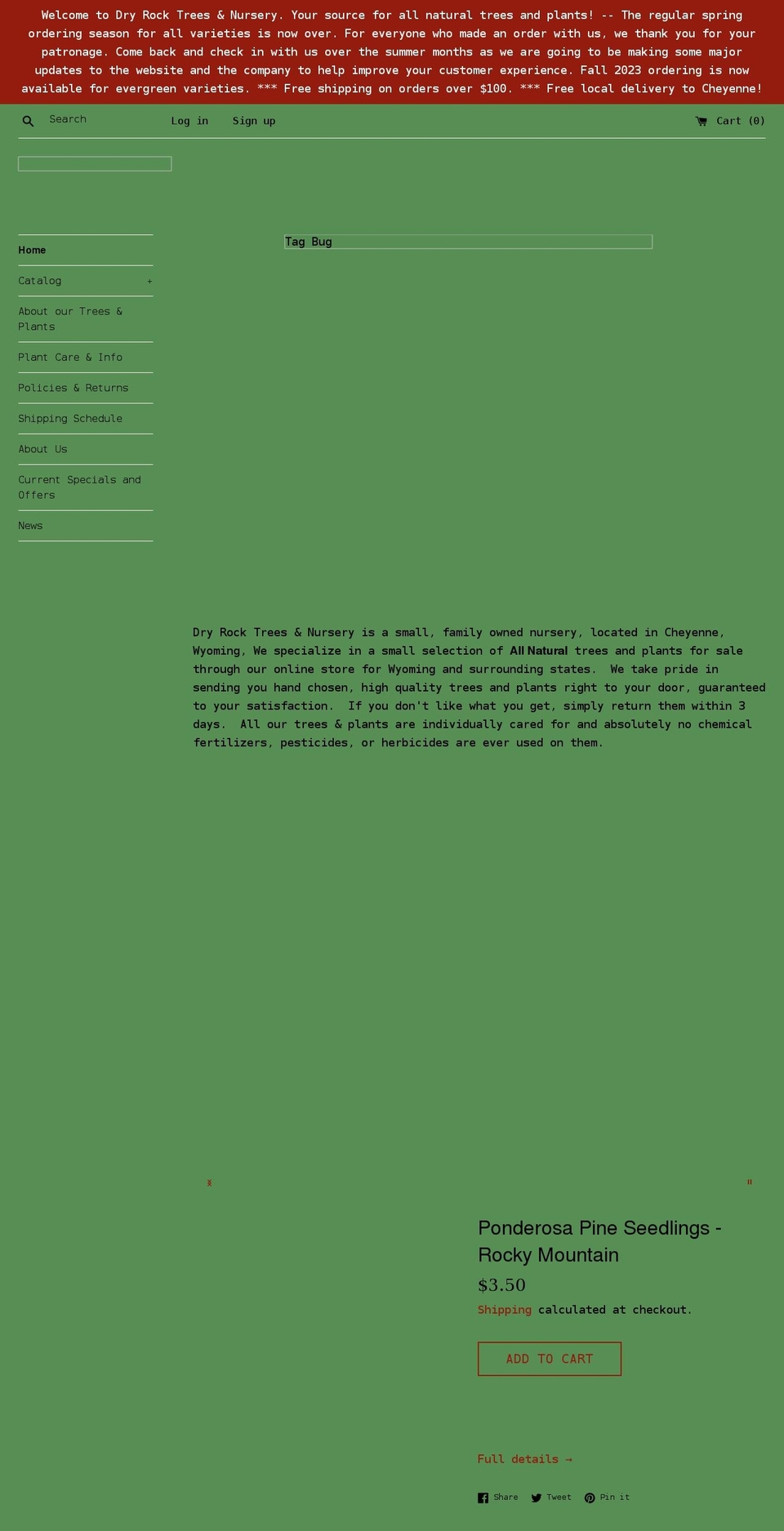 dryrocktreesnursery.com shopify website screenshot