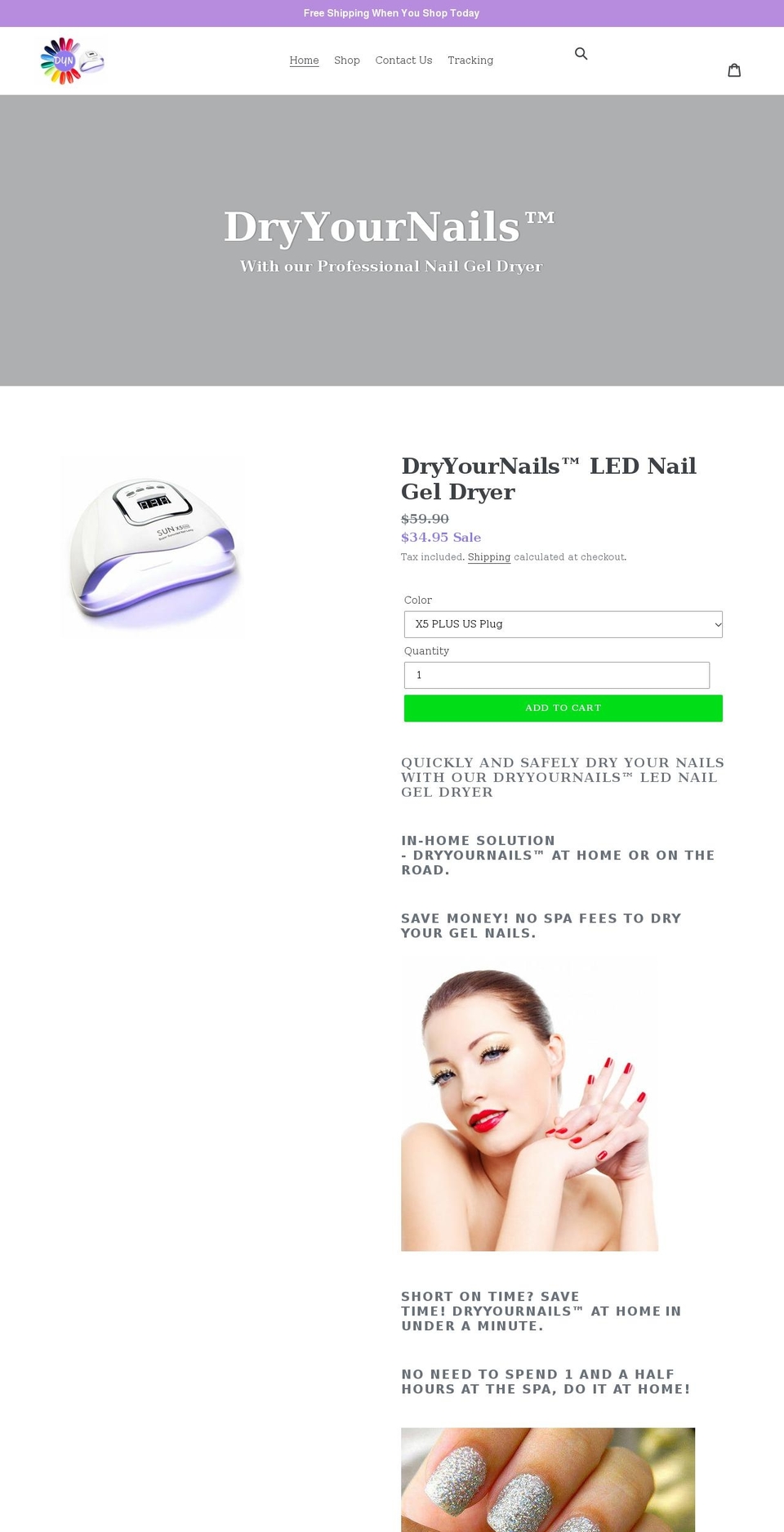 dryyournails.com shopify website screenshot