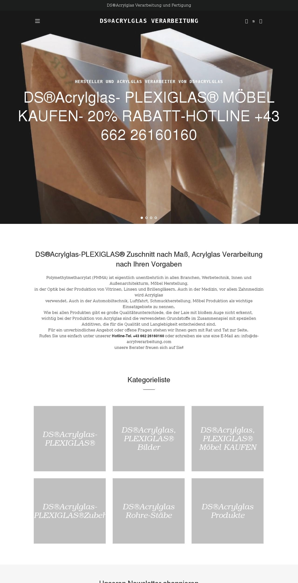 ds-acrylverarbeitung.com shopify website screenshot