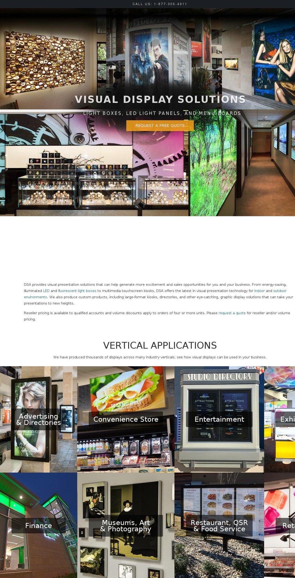 dsamenuboards.com — Shopify storefront screenshot