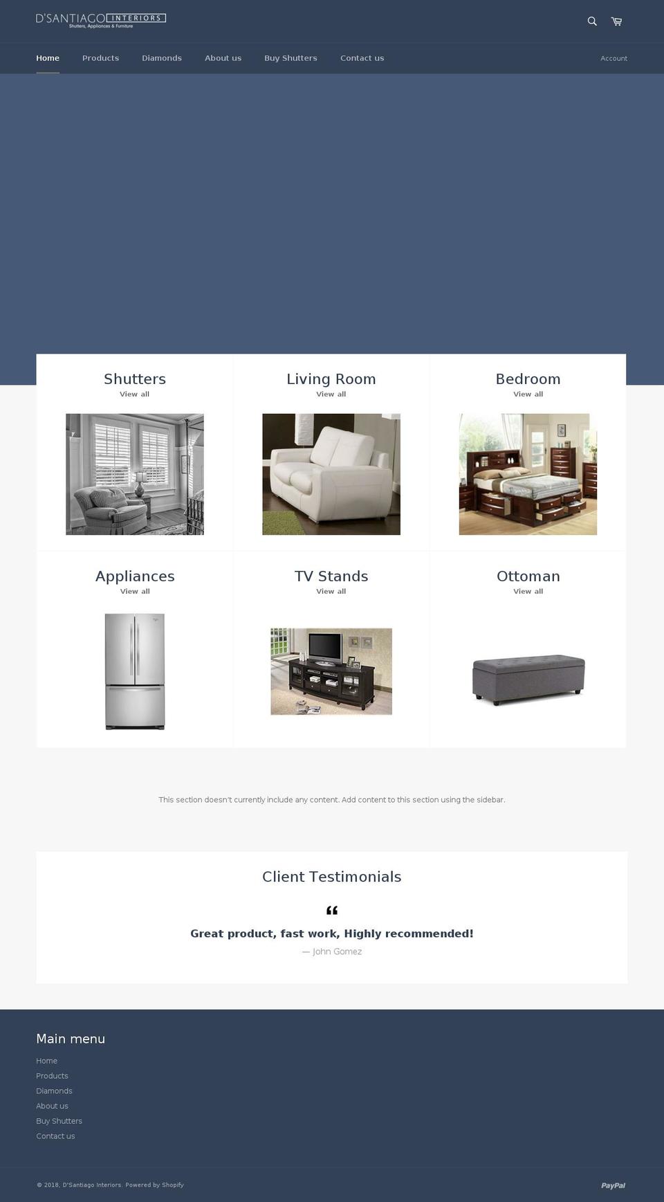 dsantiagointeriors.com — Shopify storefront screenshot