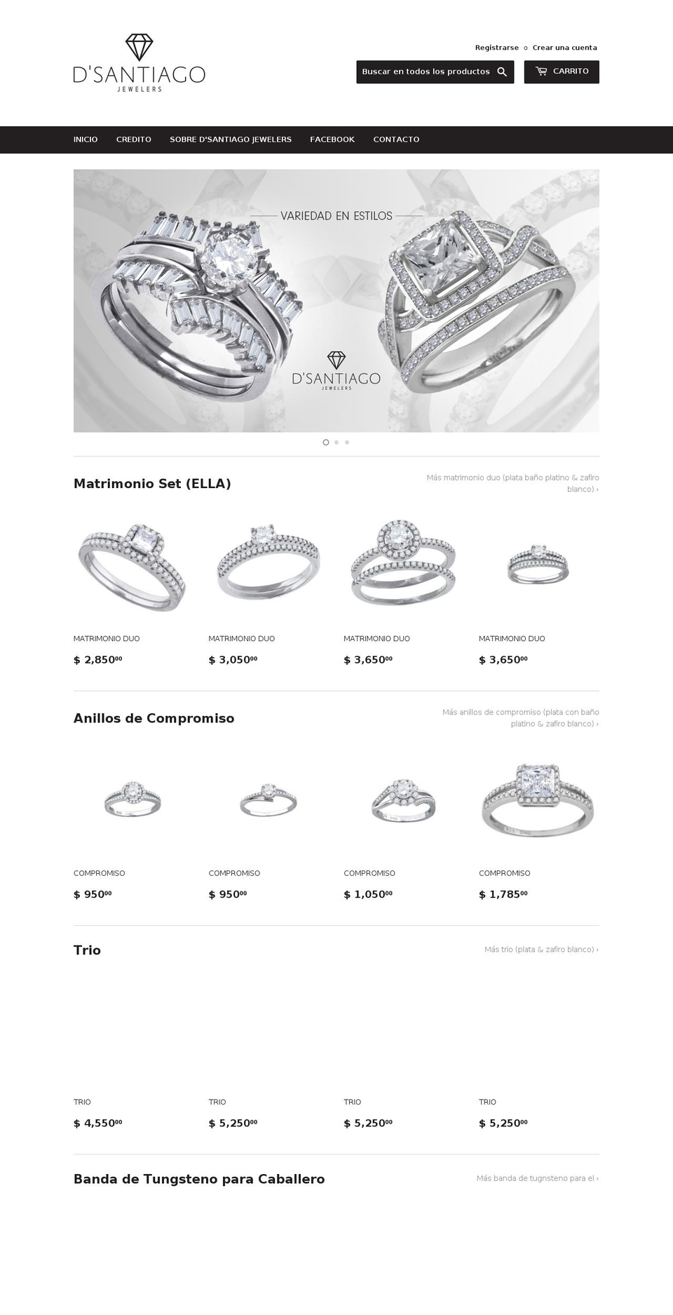 dsantiagojewelers.com shopify website screenshot