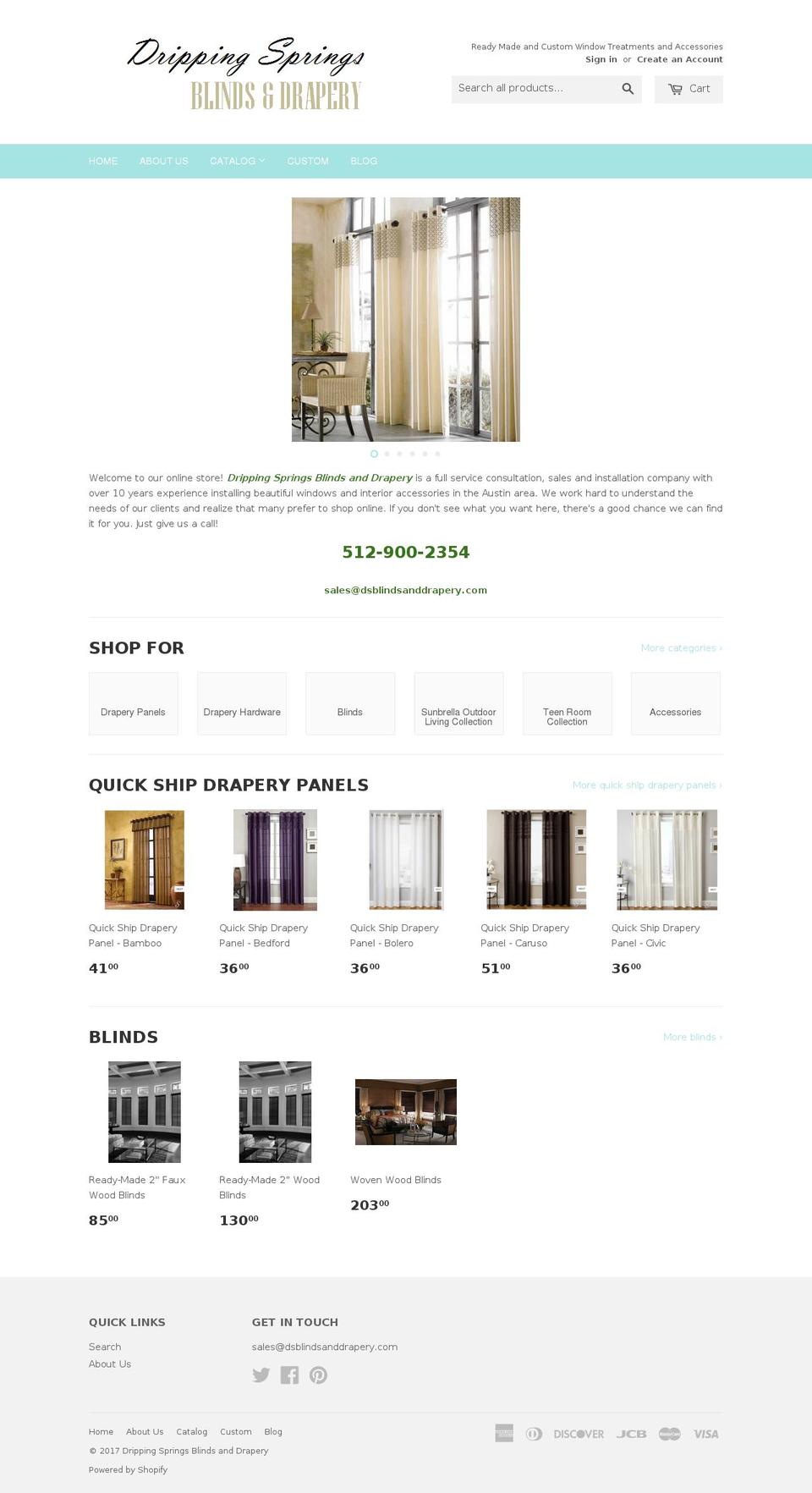 dsblindsanddrapery.com shopify website screenshot