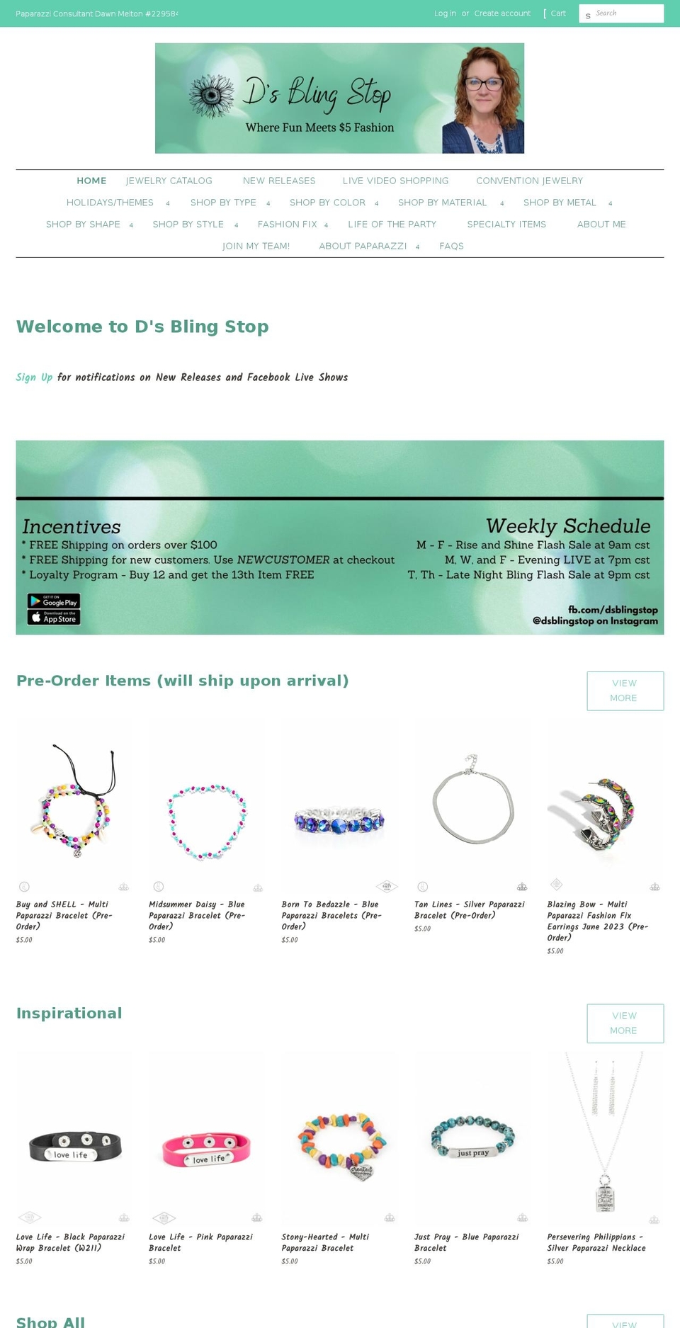 dsblingstop.com shopify website screenshot