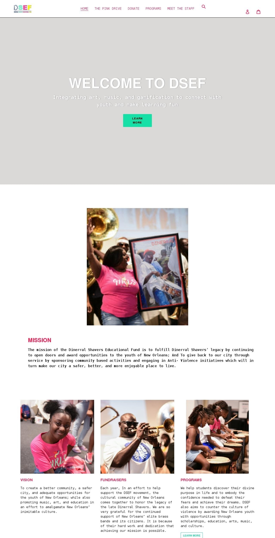 dsefnola.org shopify website screenshot