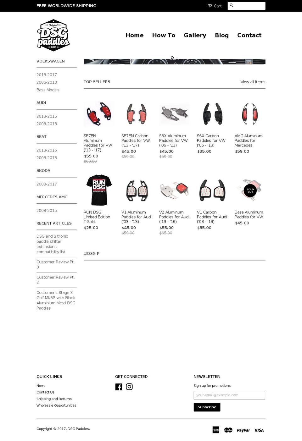 dsg-paddles.com shopify website screenshot