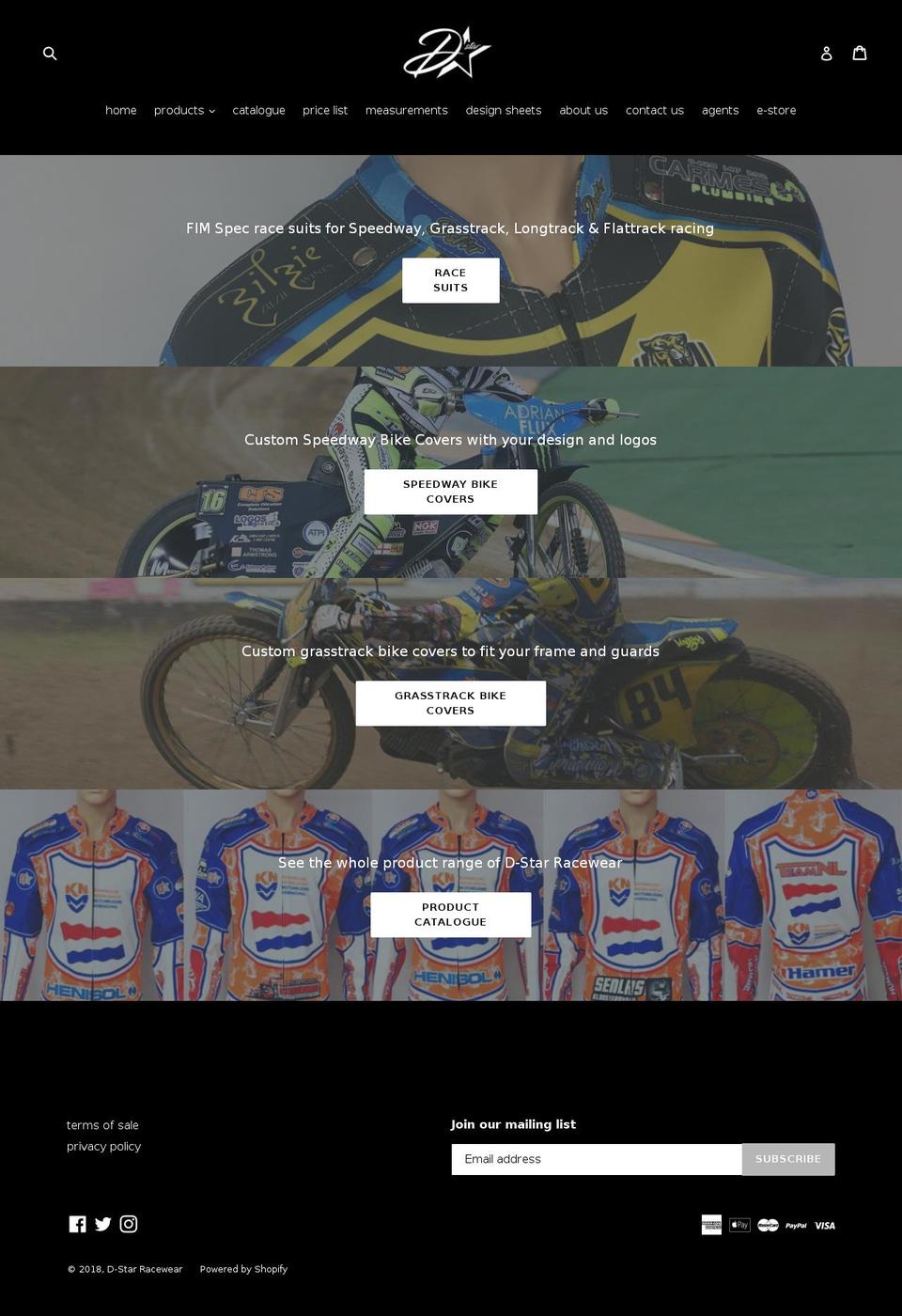 dstarracewear.com — Shopify storefront screenshot