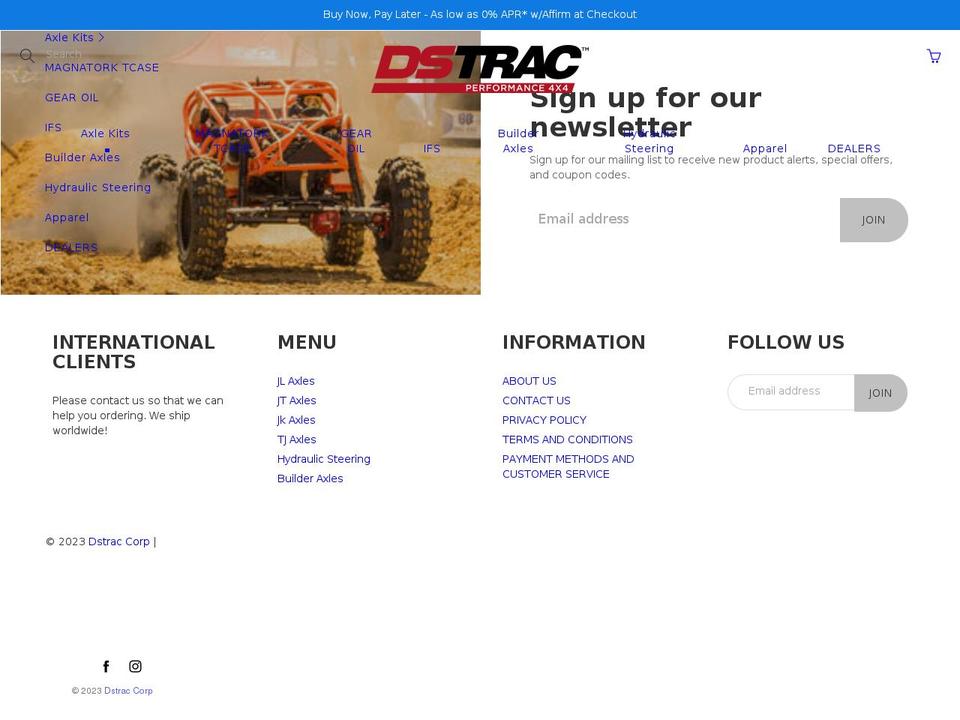 dstracaxles.com shopify website screenshot