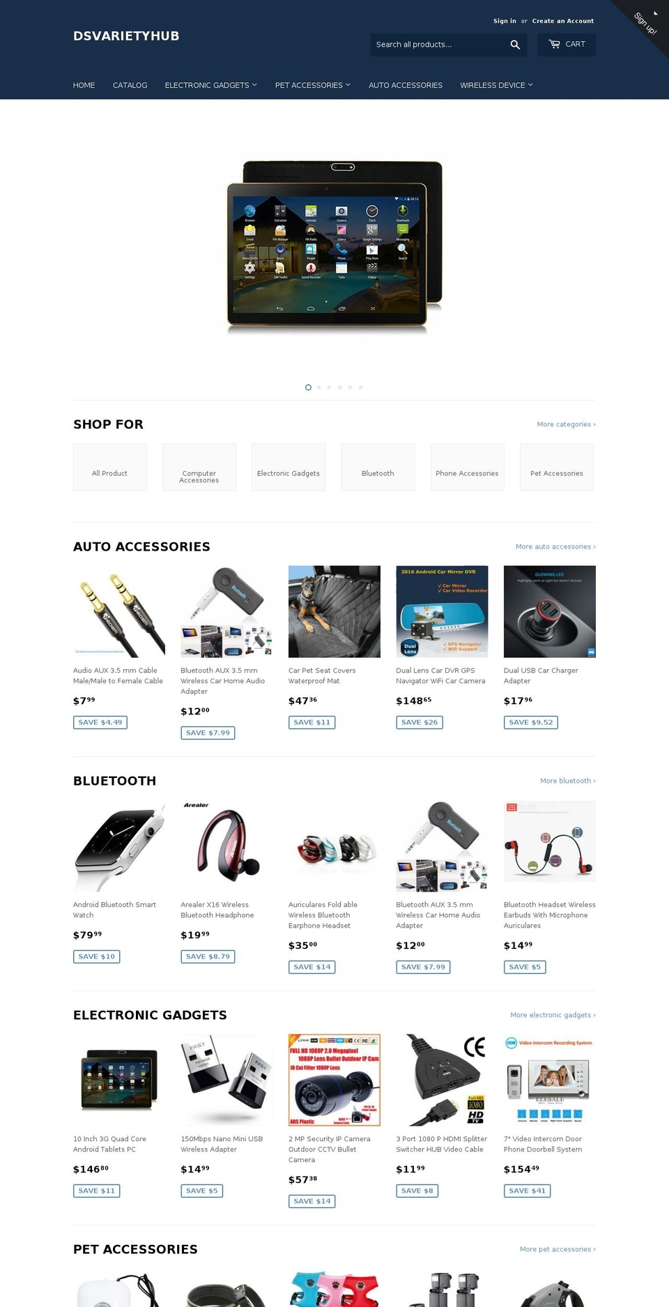 dsvarietyhub.com shopify website screenshot