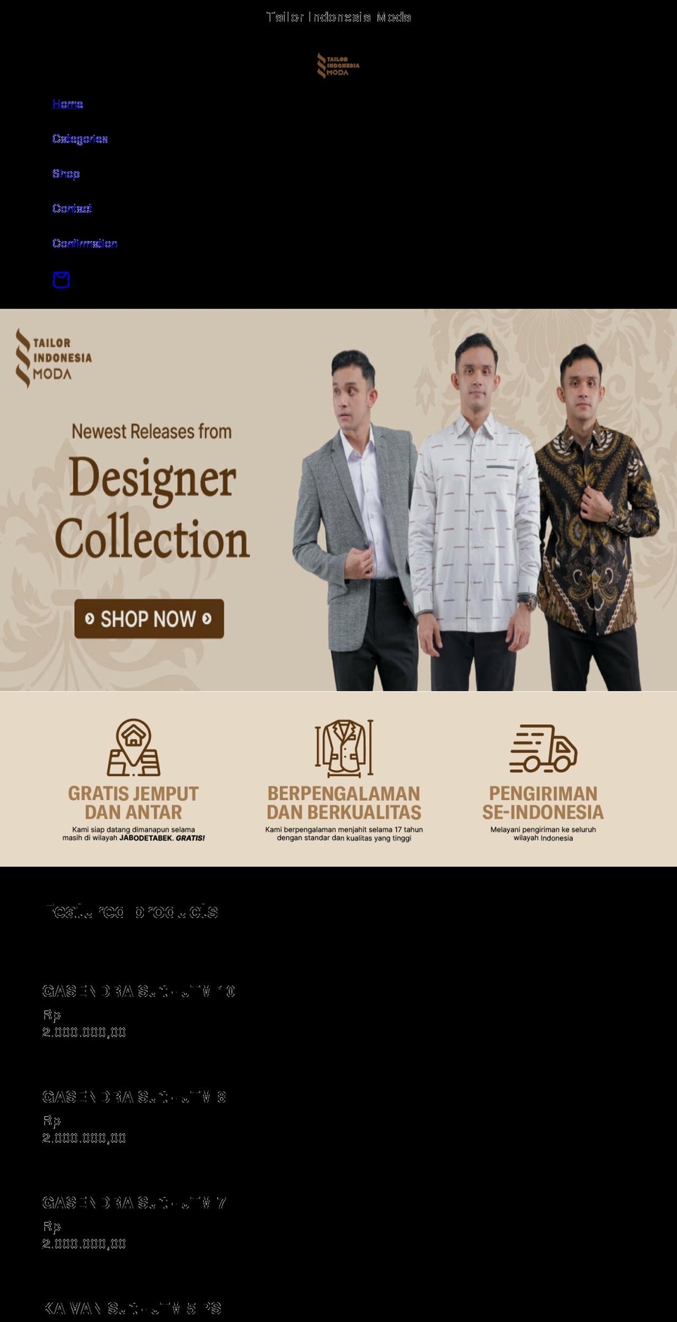 dtailormoda.com shopify website screenshot