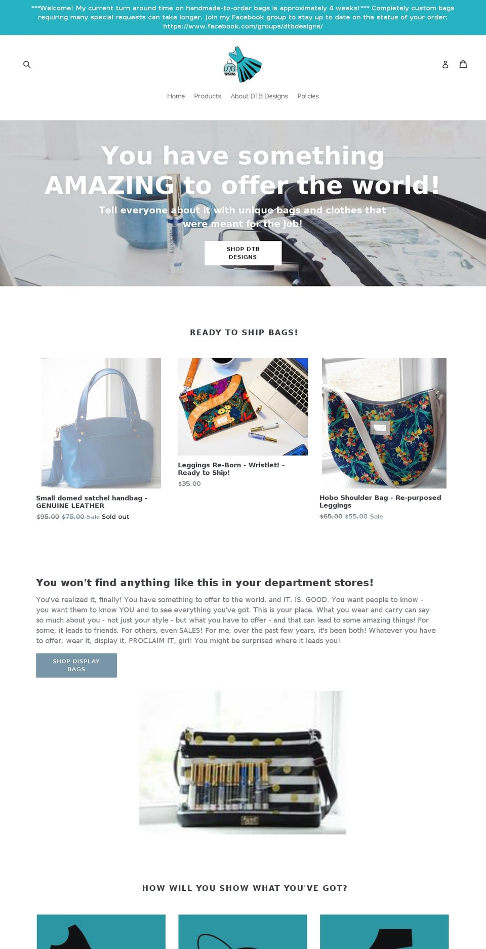 dtbdesigns.com — Shopify storefront screenshot