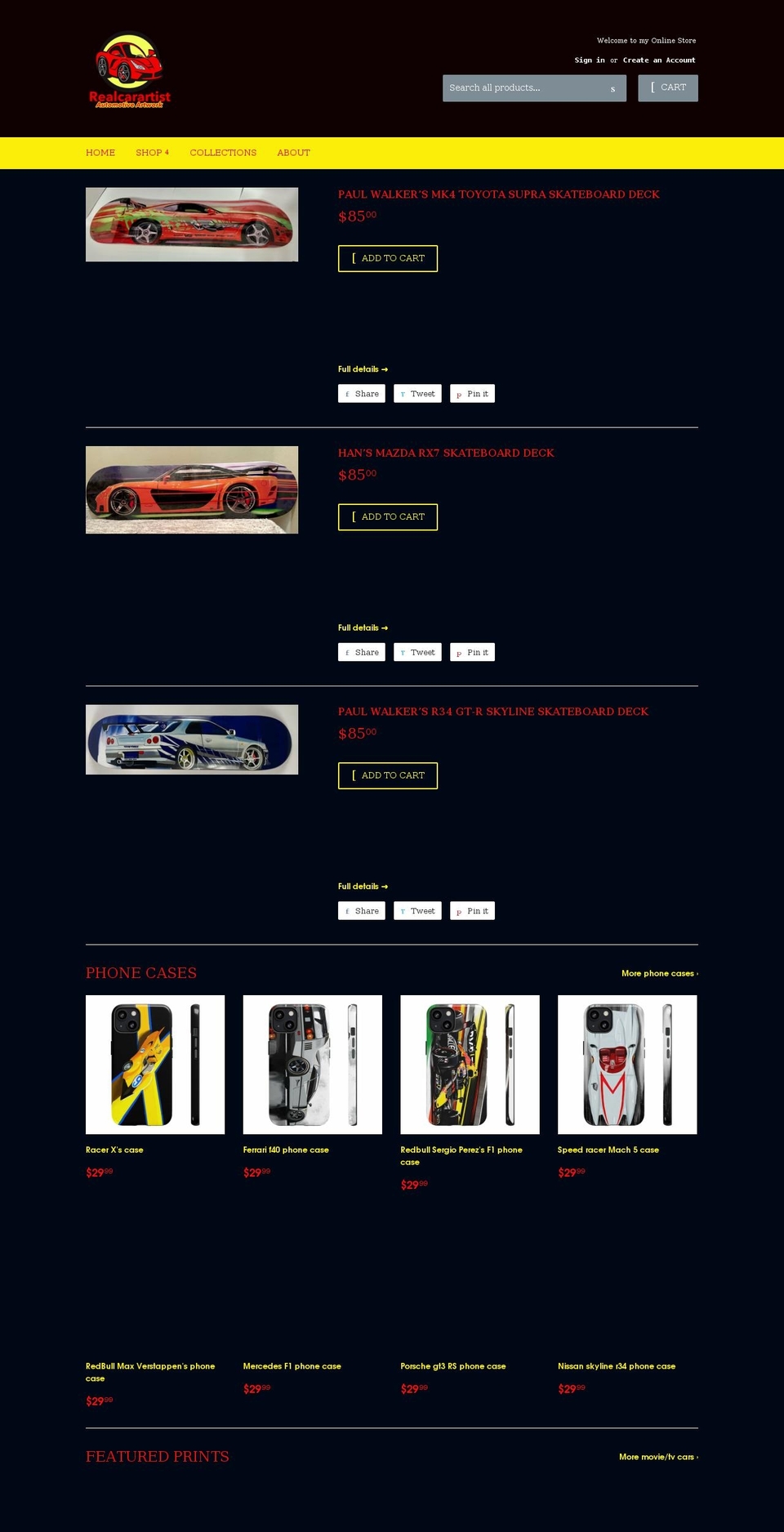 dtccarprints.com — Shopify storefront screenshot