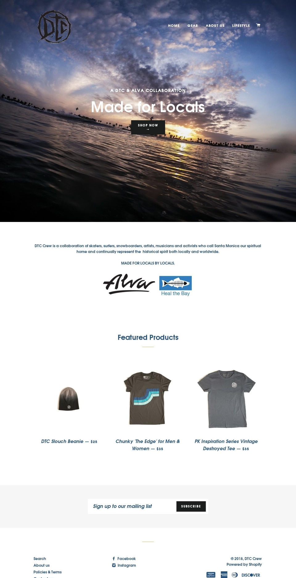 dtccrew.com shopify website screenshot