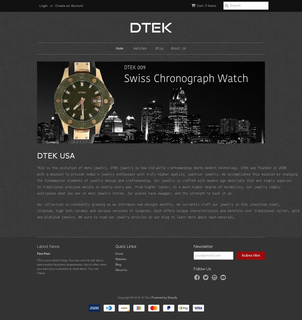 dtekjewelry.com shopify website screenshot