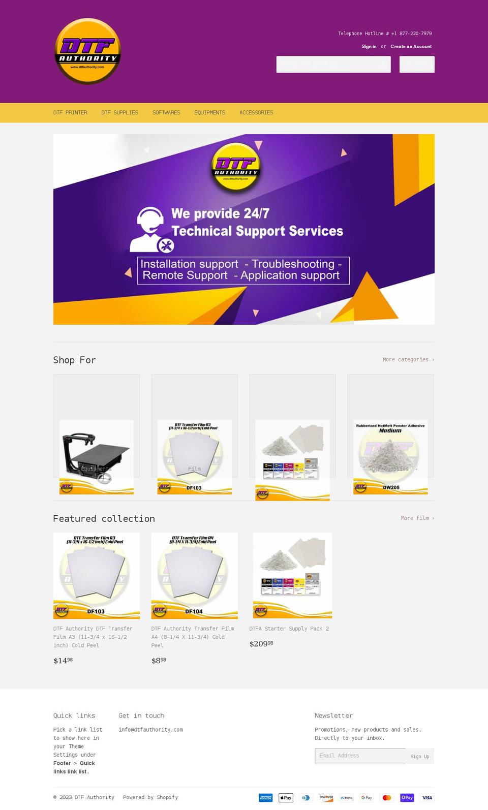 dtfauthority.com shopify website screenshot