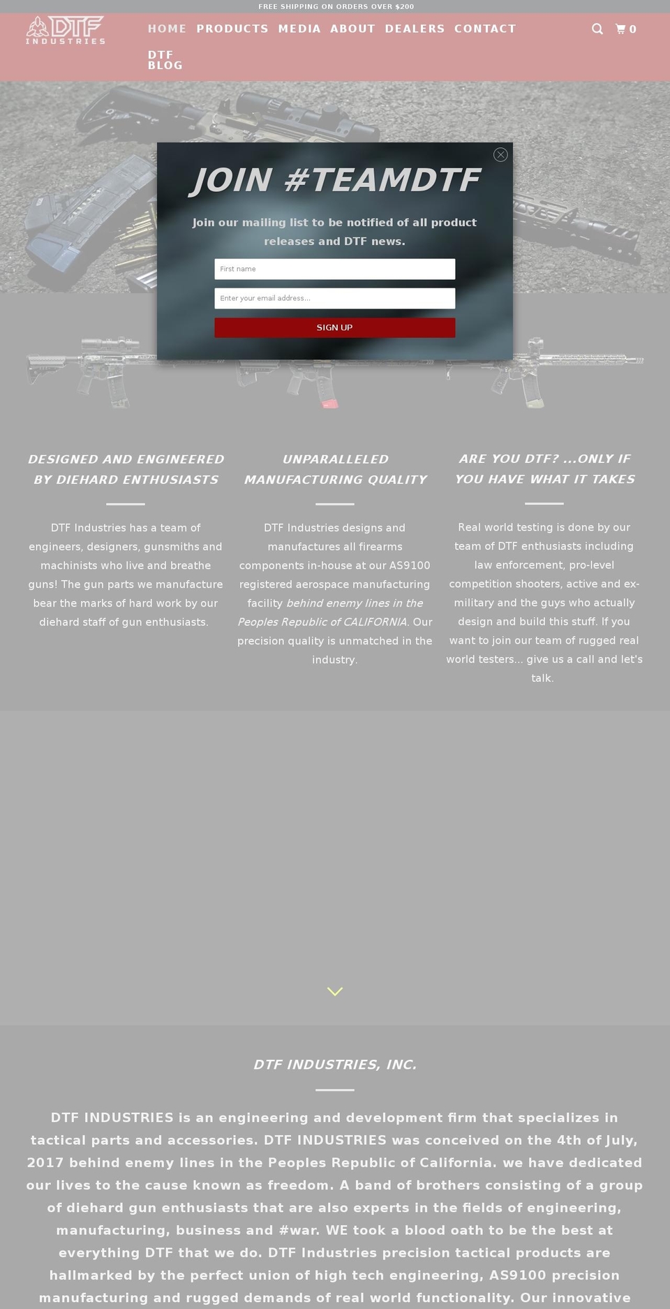dtfindustries.net shopify website screenshot