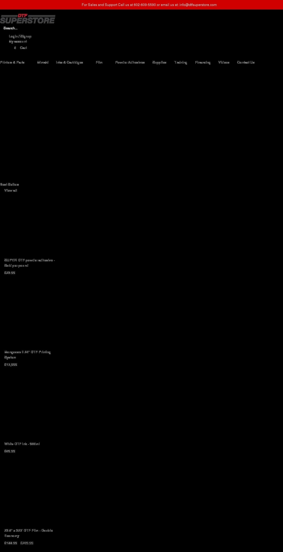 dtfsuperstore.com shopify website screenshot