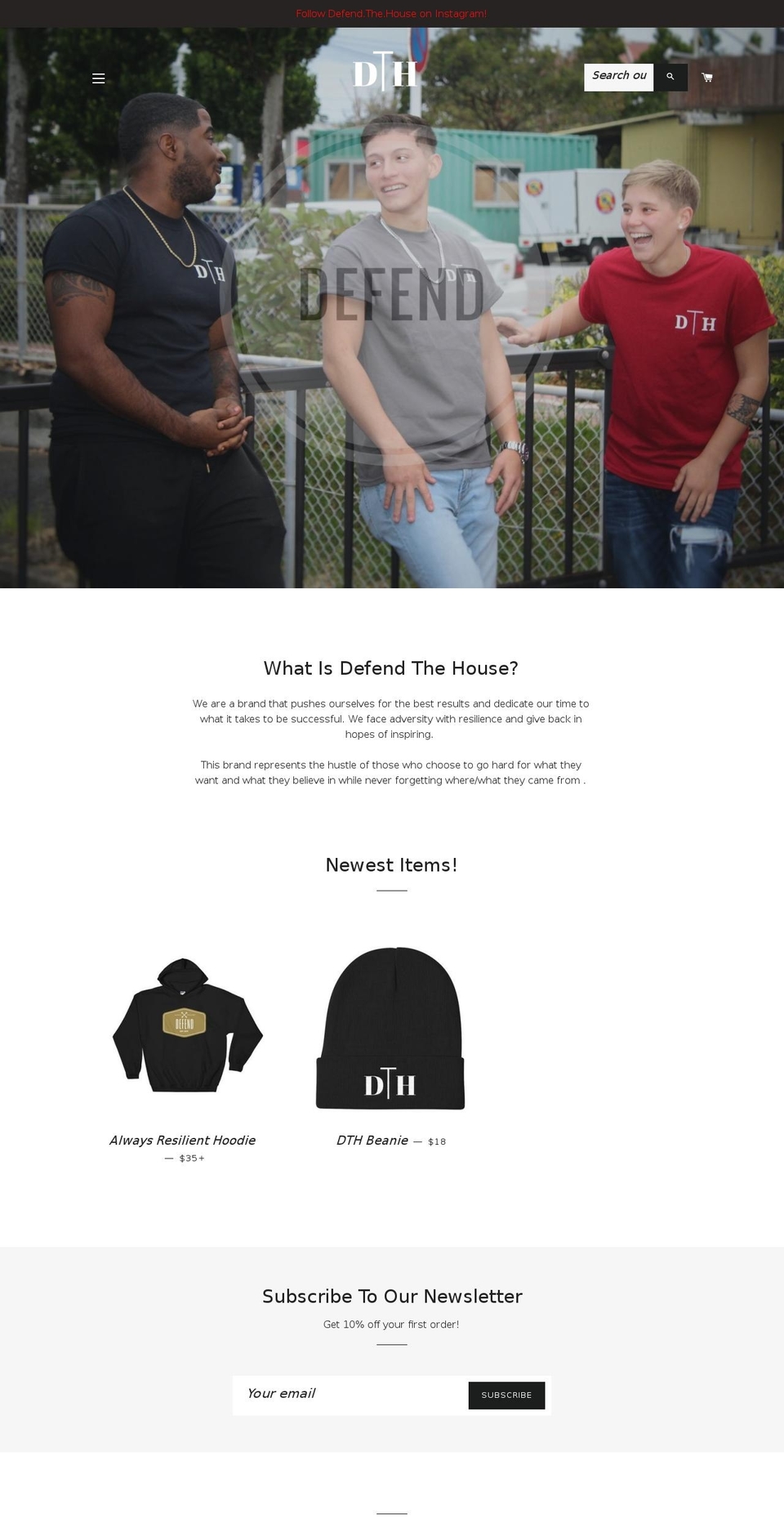 dthapparel.com — Shopify storefront screenshot