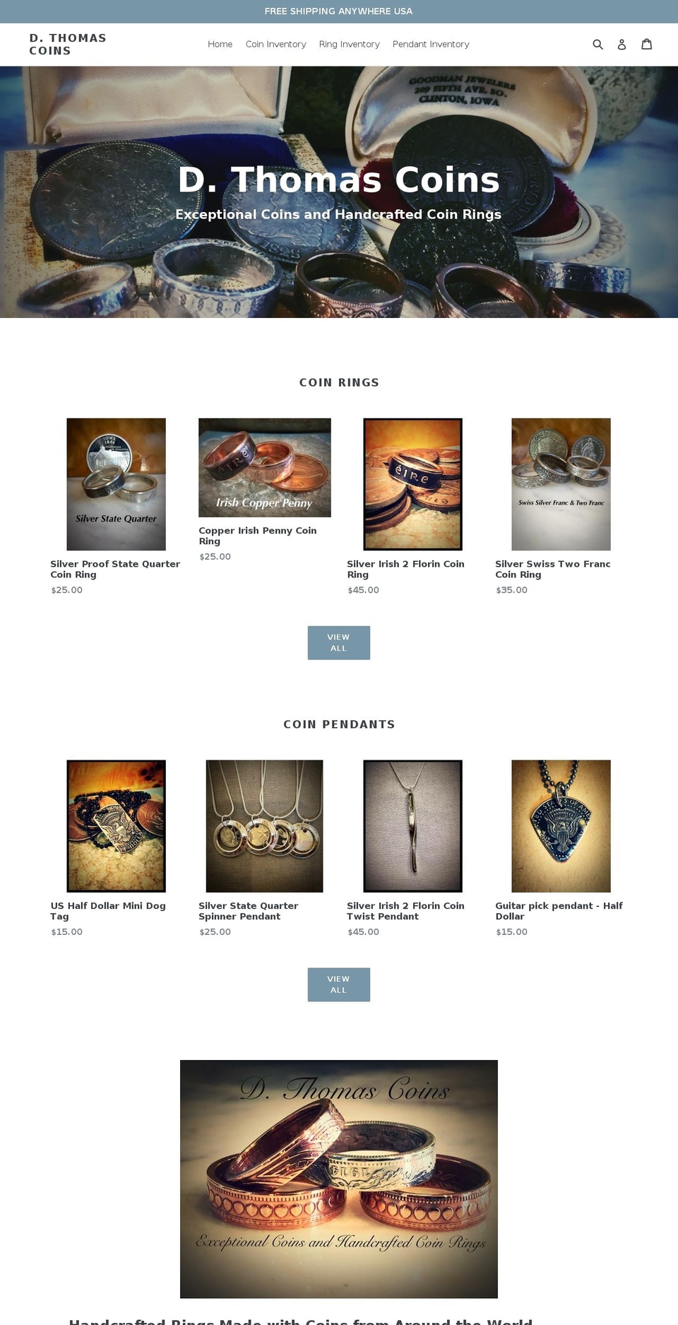 dthomascoins.com — Shopify storefront screenshot
